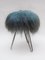 Vanity Stool with Blue Sheepskin Top and Hairpin Legs, 1950s 3