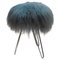 Vanity Stool with Blue Sheepskin Top and Hairpin Legs, 1950s 1