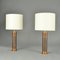Small Copper Cylinder Table Lamps, 1970s, Set of 2 3