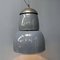 Large Industrial Blue-Gray Enamel Hanging Lamp, 1940s 2