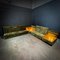 Mid-Century Illuminated Modular Corner Sofa in Green Velvet, Set of 7 1
