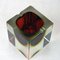 Italian Red Sommerso Murano Glass Block Ashtray attributed to Flavi Poli for Seguso, 1960s, Image 6