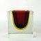 Italian Red Sommerso Murano Glass Block Ashtray attributed to Flavi Poli for Seguso, 1960s 2