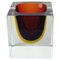 Italian Red Sommerso Murano Glass Block Ashtray attributed to Flavi Poli for Seguso, 1960s, Image 1