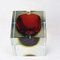 Italian Red Sommerso Murano Glass Block Ashtray attributed to Flavi Poli for Seguso, 1960s 4