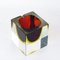 Italian Red Sommerso Murano Glass Block Ashtray attributed to Flavi Poli for Seguso, 1960s 3