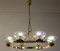 Art Deco Oval Brass and Murano Glass Chandelier attributed to Ercole Barovier, 1940s 3