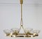 Art Deco Oval Brass and Murano Glass Chandelier attributed to Ercole Barovier, 1940s 5