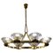 Art Deco Oval Brass and Murano Glass Chandelier attributed to Ercole Barovier, 1940s 1