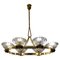 Art Deco Oval Brass and Murano Glass Chandelier attributed to Ercole Barovier, 1940s, Image 1