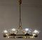 Art Deco Oval Brass and Murano Glass Chandelier attributed to Ercole Barovier, 1940s 12