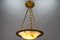 French Bronze, Brass and White Alabaster Pendant Light, 1920s 10