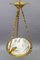 French Bronze, Brass and White Alabaster Pendant Light, 1920s 20