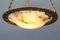 French Bronze, Brass and White Alabaster Pendant Light, 1920s 6