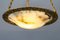 French Bronze, Brass and White Alabaster Pendant Light, 1920s, Image 6