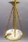 French Bronze, Brass and White Alabaster Pendant Light, 1920s, Image 19