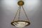 Lampada a sospensione in bronzo, ottone e alabastro bianco, Francia, anni '20, Immagine 2