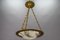 French Bronze, Brass and White Alabaster Pendant Light, 1920s 8