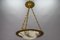 French Bronze, Brass and White Alabaster Pendant Light, 1920s, Image 8