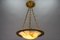 French Bronze, Brass and White Alabaster Pendant Light, 1920s, Image 7