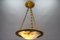 French Bronze, Brass and White Alabaster Pendant Light, 1920s 4