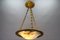 French Bronze, Brass and White Alabaster Pendant Light, 1920s, Image 4