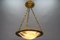 French Bronze, Brass and White Alabaster Pendant Light, 1920s, Image 3