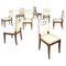 Italian Art Deco White Leather and Wood Chairs attributed to Giovanni Gariboldi, 1940s, Set of 8, Image 1
