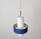 Lampe à Suspension en Verre Opalin, Laiton et Métal Bleu de Stilnovo, Italie, 1950s 4