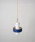 Italian Opal Glass, Brass and Blue Metal Pendant Lamp from Stilnovo, 1950s 6