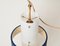 Italian Opal Glass, Brass and Blue Metal Pendant Lamp from Stilnovo, 1950s 12