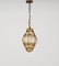 Venetian Amber Murano Glass Ceiling Light with Iron Frame, Italy, 1940s 4