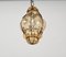 Venetian Amber Murano Glass Ceiling Light with Iron Frame, Italy, 1940s 3