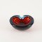 Blue and Red Sommerso Murano Glass Heart-Shaped Bowl by Flavio Poli, Italy, 1960s, Image 2