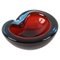 Blue and Red Sommerso Murano Glass Heart-Shaped Bowl by Flavio Poli, Italy, 1960s 1