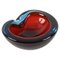 Blue and Red Sommerso Murano Glass Heart-Shaped Bowl by Flavio Poli, Italy, 1960s, Image 1