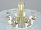 Große Mid-Century Deckenlampe aus Messing & Glas, 1960er 11