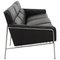 Three-Seater 3303 Sofa in Patinated Black Aniline Leather by Arne Jacobsen, 1980s 2