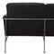 Drei-Sitzer 3303 Sofa aus patiniertem schwarzem Anilinleder von Arne Jacobsen, 1980er 17