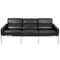 Drei-Sitzer 3303 Sofa aus patiniertem schwarzem Anilinleder von Arne Jacobsen, 1980er 1