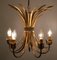 Gilded Brass Wheat Sheaf Chandeliers, Italy, 1970s, Set of 2 2