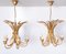 Gilded Brass Wheat Sheaf Chandeliers, Italy, 1970s, Set of 2 1