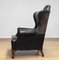 19th Century Black Leather Chippendale Wingback Chair with Claw and Ball Feet, Image 9