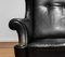 19th Century Black Leather Chippendale Wingback Chair with Claw and Ball Feet 3