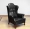 19th Century Black Leather Chippendale Wingback Chair with Claw and Ball Feet, Image 4