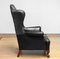 19th Century Black Leather Chippendale Wingback Chair with Claw and Ball Feet 6