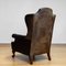 19th Century Black Leather Chippendale Wingback Chair with Claw and Ball Feet, Image 8