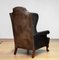 19th Century Black Leather Chippendale Wingback Chair with Claw and Ball Feet 7