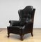 19th Century Black Leather Chippendale Wingback Chair with Claw and Ball Feet 10