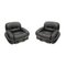 Italian Model Okay Lounge Chairs in Black Leather and Steel by Adriano Piazzesi, Set of 2, Image 1